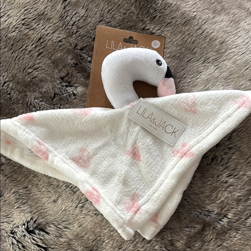 Lila & Jack Swan Baby Bib - White and Pink